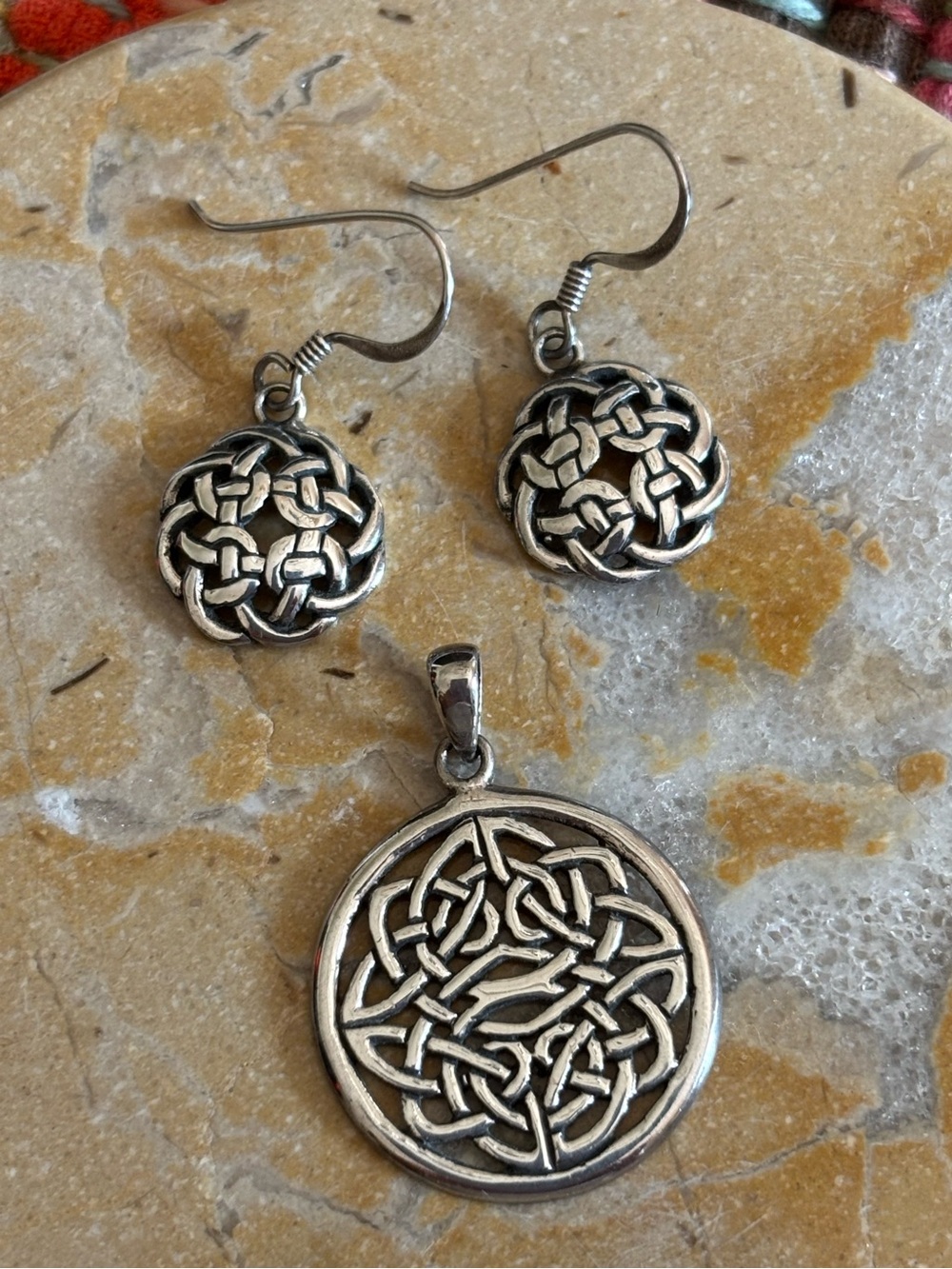 925 Sterling Silver Celtic Knot Earrings and Pendant Set Vintage 🖤🖤